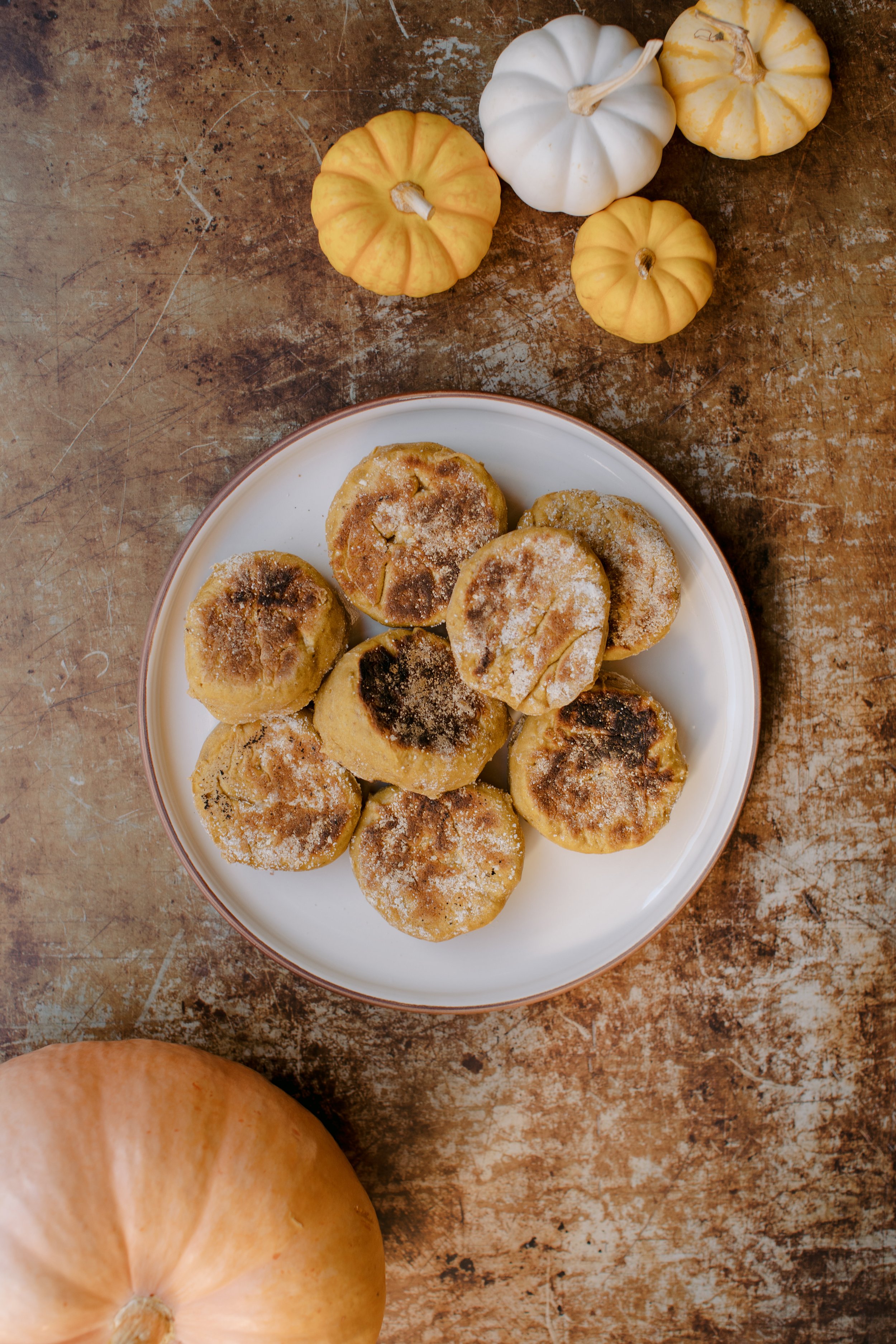 Pumpkin Spice Sourdough English Muffins