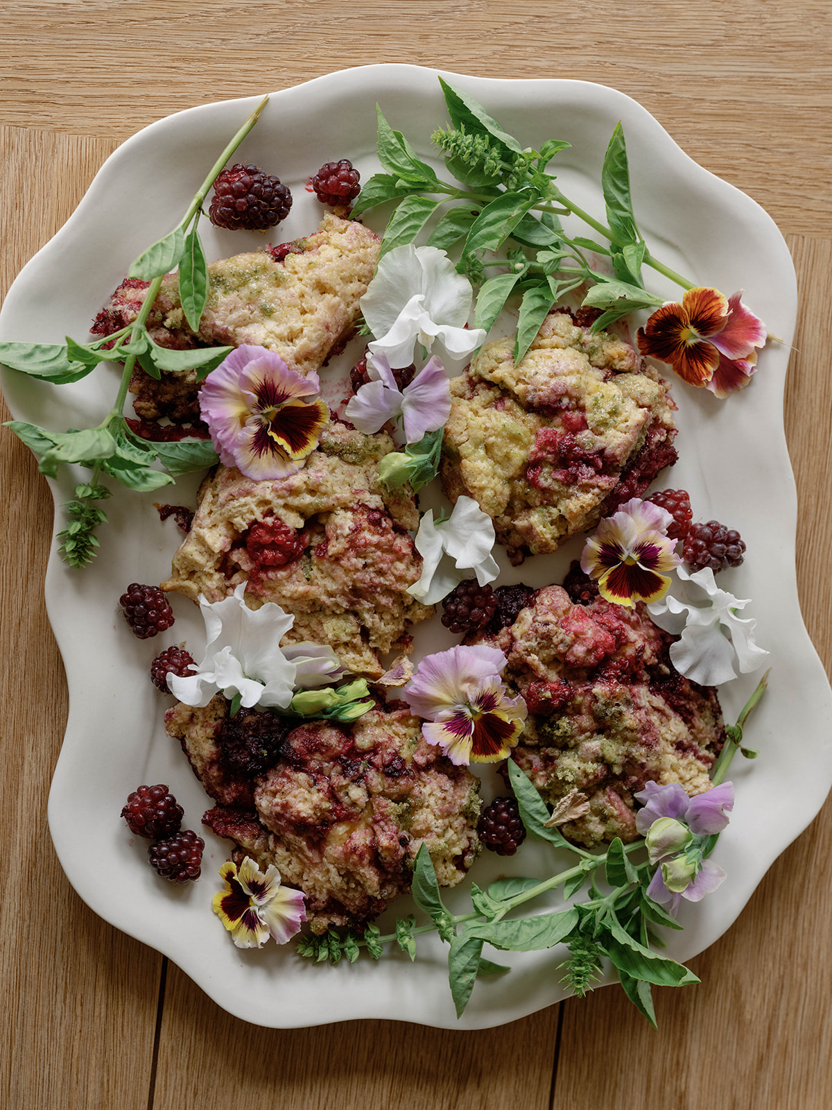 Boysenberry Basil Sugar Sourdough Scones