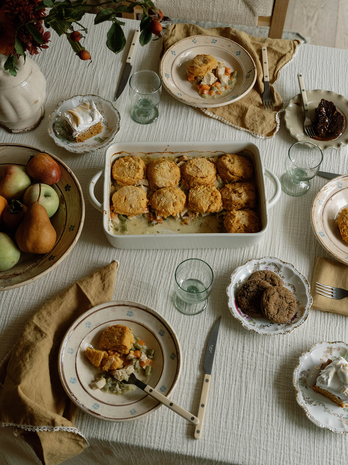 Turkey Pot Pie with Sourdough Sweet Potato Biscuits