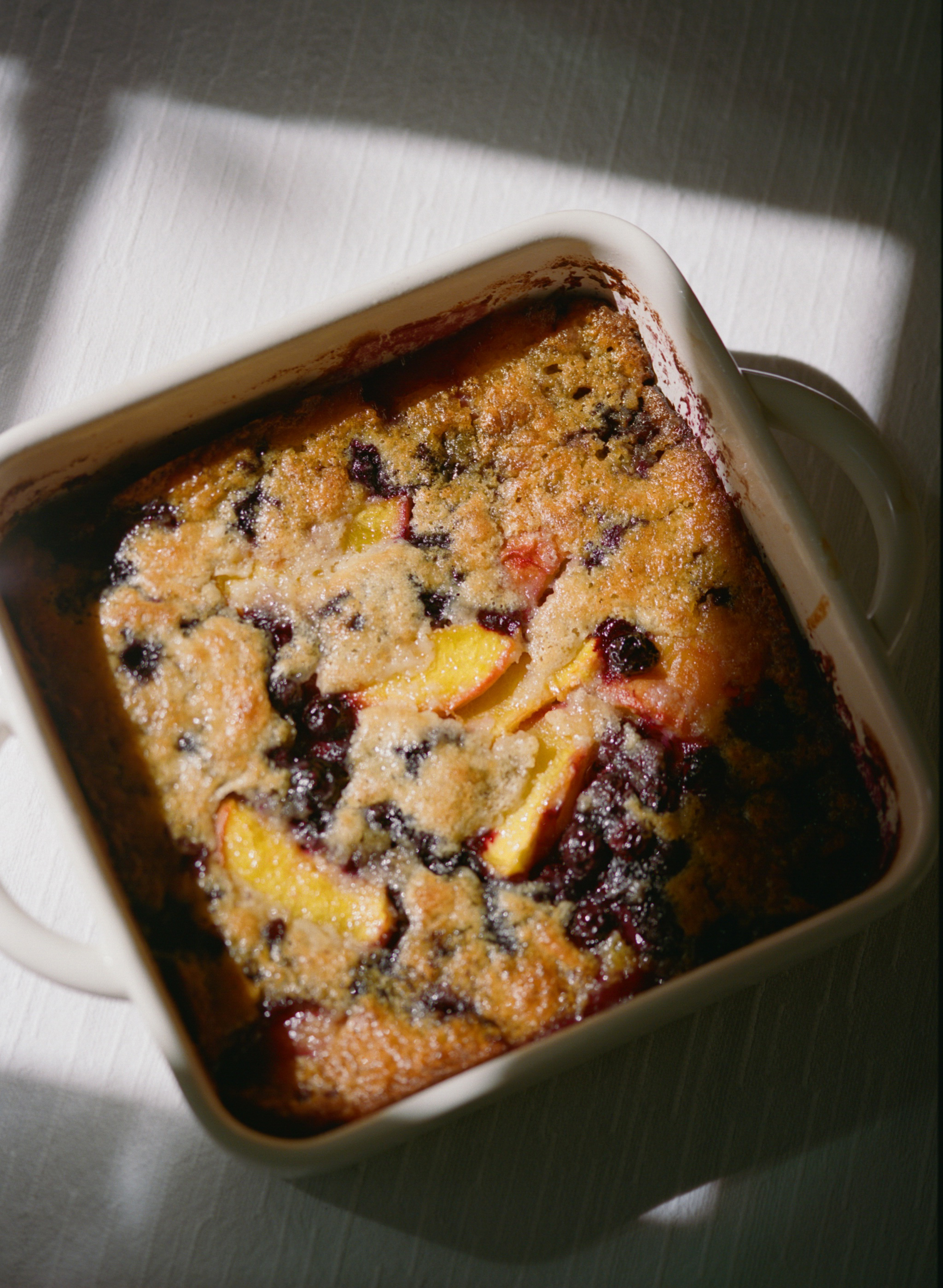 Peach Blueberry Sourdough Cobbler
